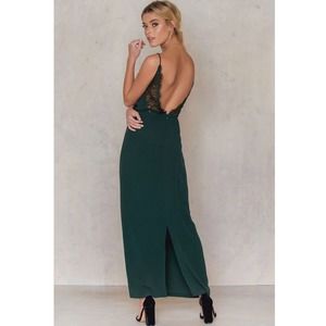 Samsoe‎ & Samsoe Ginni Long Lace Back Dress in Darkest Spruce Size Small